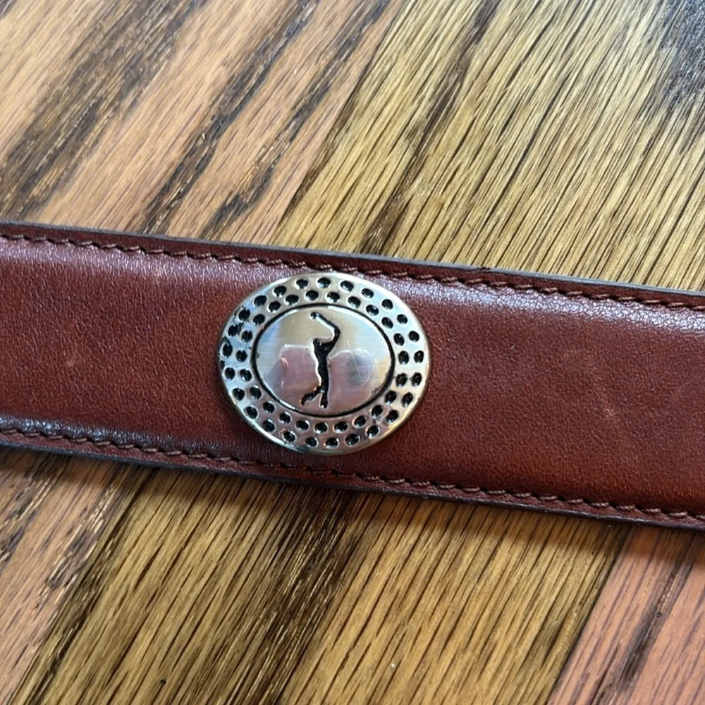 PGA Tour sz 44 top grain leather brown belt with silver accent golf
